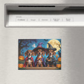 Aimant Chiens de Dachshund Citrouille Halloween drôle (In Situ (Lave-vaisselle))