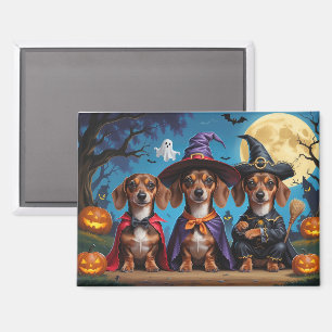Aimant Chiens de Dachshund Citrouille Halloween drôle