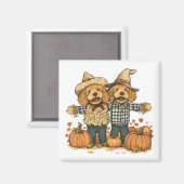 Aimant Chiens de Goldendoodle de la récolte d'automne (Recto/Verso)