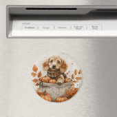Aimant Chiens de l'automne Dachshund Citrouille (In Situ (Lave-vaisselle))