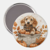 Aimant Chiens de l'automne Dachshund Citrouille (Recto/Verso)