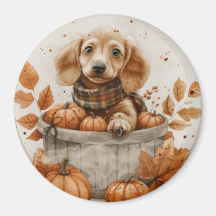 Aimant Chiens de l'automne Dachshund Citrouille