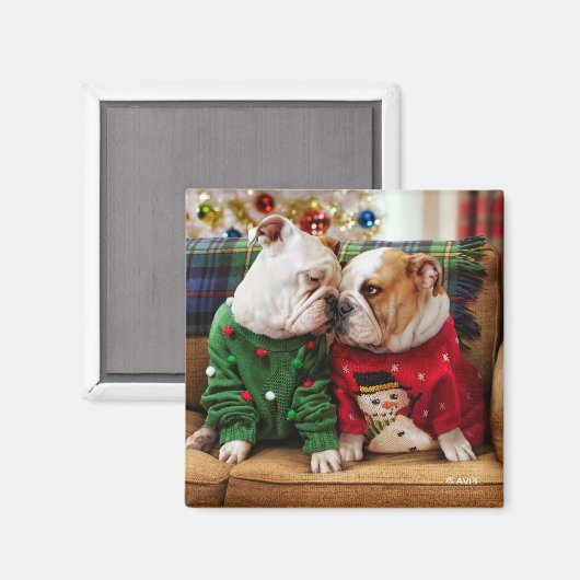 Aimant Chiens de Noël en pulls (Recto/Verso)