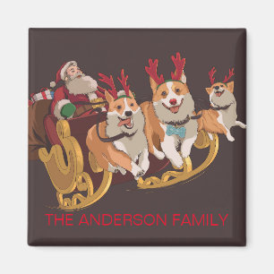 Aimant Chiens De Noël En Sommeil Avec Père Noël