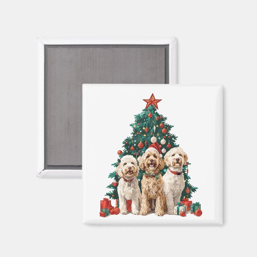 Aimant Chiens de Noël Goldendoodle (Recto/Verso)