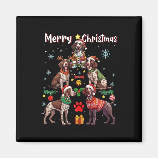 Aimant Chiens de pointer germains Joyeux Noël Tr (Devant)