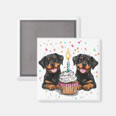 Aimant Chiens de Rotweiler d'anniversaire (Recto/Verso)