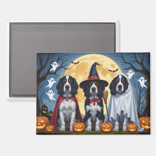 Aimant Chiens de Setter anglais Citrouille Halloween Funn (Recto/Verso)