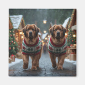 Aimant Chiens de Terre-Neuve Noël Neige Fêtes (Devant)