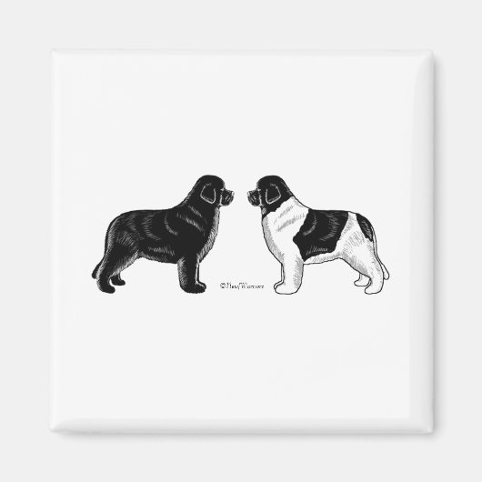 Aimant Chiens de Terre-Neuve Noirs et débardeurs (Devant)