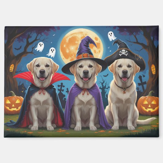 Aimant Chiens du Labrador Citrouille Halloween Funny (Recto)