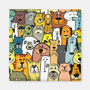 Aimant Chiens et chats illustrés