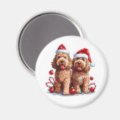 Aimant Chiens Goldendoodle de Noël (Recto/Verso)