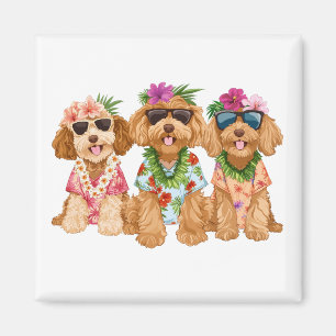 Aimant Chiens Goldendoodle Hawaïens Lei de Fleurs