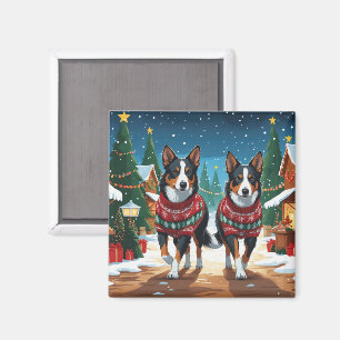 Aimant Chiens Kelpie Australiens Noël Neige Vacances