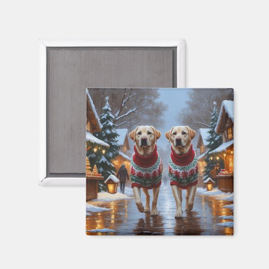 Aimant Chiens Labrador Noël Neige Fêtes (Recto/Verso)