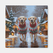 Aimant Chiens Labrador Noël Neige Fêtes (Devant)