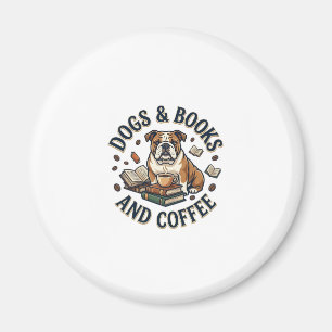 Aimant Chiens Livres Café Bulldog Pile Tasse_1