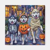 Aimant Chiens Malamute d'Alaska Trick-or-Treating Hallowe (Devant)