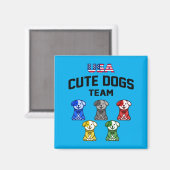 Aimant Chiens Mignons Drôles Équipe De Chiots Usa (Recto/Verso)