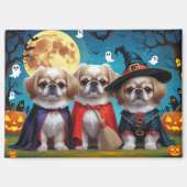 Aimant Chiens Pekingese Citrouille Halloween drôle (Recto)