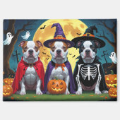 Aimant Chiens Pitbull Citrouille Halloween Drôle (Recto)
