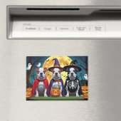 Aimant Chiens Pitbull Citrouille Halloween Drôle (In Situ (Lave-vaisselle))