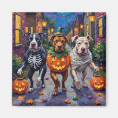 Aimant Chiens Pitbull faisant Trick-or-Treating Costumes (Devant)