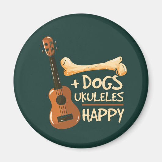 Aimant Chiens Plus Ukuleles égalent un joyeux sac de nouv (Devant)