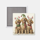 Aimant Chiens Retriever dorés de Noël (Recto/Verso)
