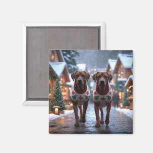 Aimant Chiens Rhodesian Ridgeback Noël Neige Fêtes