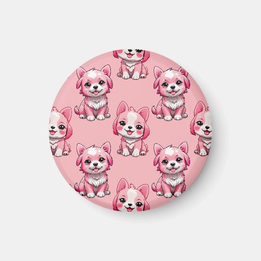 Aimant Chiens roses mignons (Devant)