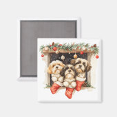 Aimant Chiens Shih Tzu de Noël (Recto/Verso)