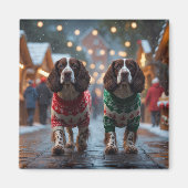 Aimant Chiens Springer Spaniel Noël Neige Fêtes (Devant)