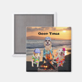 Aimant Chiens sur la plage au coucher du soleil (Recto/Verso)