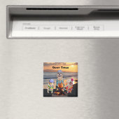 Aimant Chiens sur la plage au coucher du soleil (In Situ (Lave-vaisselle))