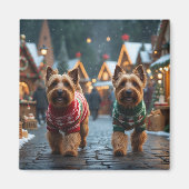 Aimant Chiens Terrier Blé Noël Neige Fêtes (Devant)