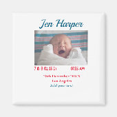 Aimant Chiffres de naissance bébé ajouter nom lieu date d (Devant)