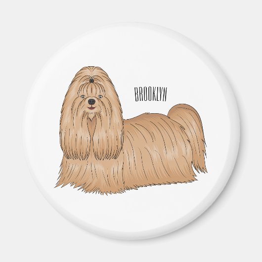 Aimant Chih tzu long cheveux dessin de chien (Devant)