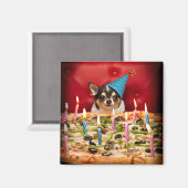 Aimant Chihuahua Anniversaire Pizza Pie (Recto/Verso)