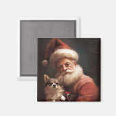 Aimant Chihuahua avec Noël Festif du Père Noël (Recto/Verso)