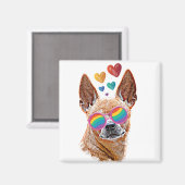 Aimant Chihuahua Chien avec Coeurs Saint Valentin (Recto/Verso)