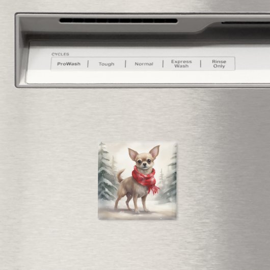 Aimant Chihuahua Chien dans Noël de neige (In Situ (Lave-vaisselle))