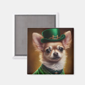 Aimant Chihuahua Chien en robe de la Saint Patrick (Recto/Verso)