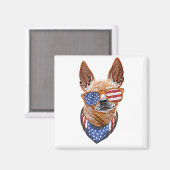 Aimant Chihuahua Chien USA Indépendance américaine 4 juil (Recto/Verso)