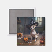 Aimant Chihuahua Citrouilles Halloween effrayant (Recto/Verso)