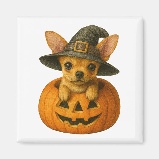 Aimant Chihuahua en Citrouille (Devant)