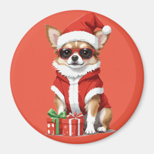 Aimant Chihuahua En Père Noël Costume Adorable Animal De