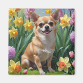 Aimant Chihuahua Fleurs de printemps Chien Peinture (Devant)