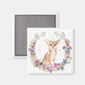 Aimant Chihuahua Fleurs de printemps Chien Wreath (Recto/Verso)